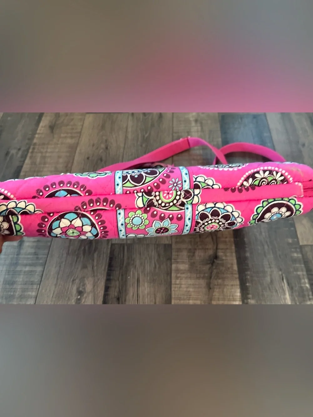 Vera Bradley Pink Cupcake Hard Shell Laptop Travel Bag Quilted Cotton Canvas EUC